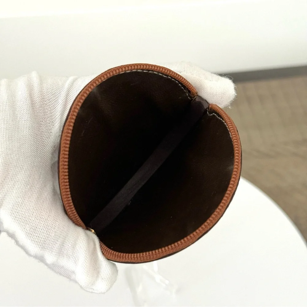 LOEWE Genuine Leather Anagram Coin Pouch - Chocolate Brown